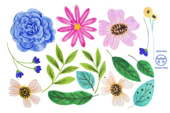 Download Watercolor Flower Elements - Flow Collection