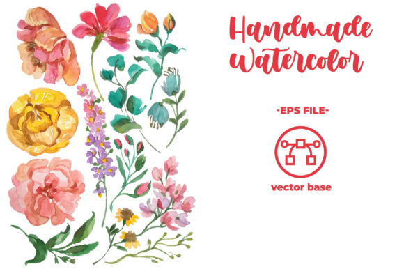 Download Watercolor Flower Elements Hand Draw - Flow Collection