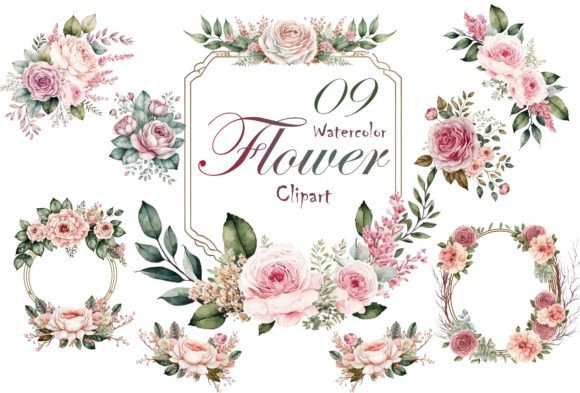 Download Pink Roses Watercolor Flower Clipart - Flow Collection