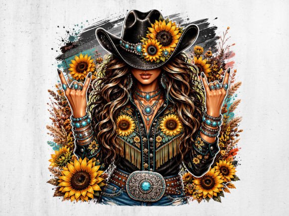 Download Sunflower Cowgirl Western Graphic PNG - Flow Collection