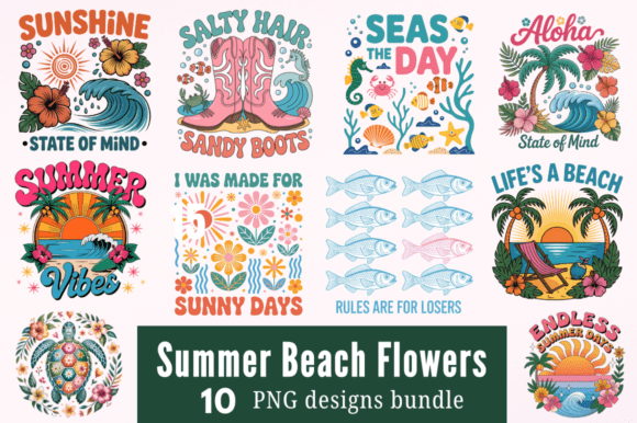 Download Summer Beach Flowers Sublimation Designs - Flow Collection