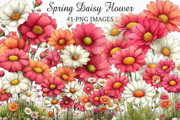 Download Spring Daisy Flower Clipart Png Bundle - Flow Collection