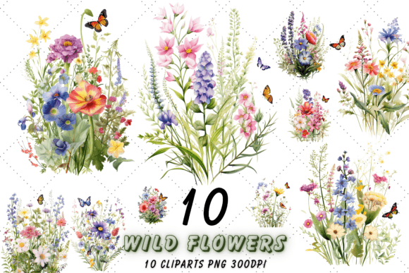 Download Watercolor Wild Flowers Clipart Bundle - Flow Collection