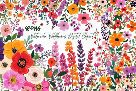 Download Watercolor Wildflowers Digital Clipart - Flow Collection