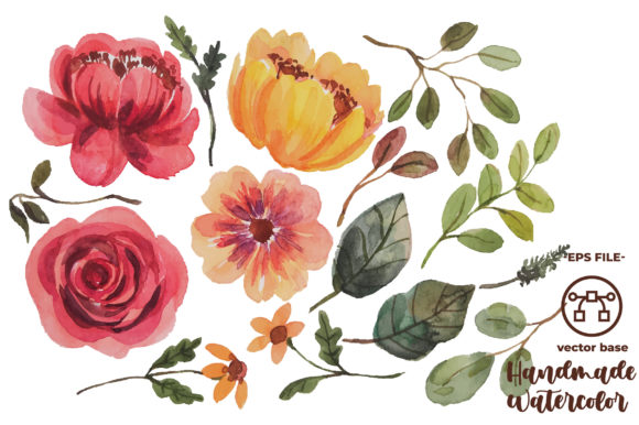 Download Watercolor Flower Elements Vector Design - Flow Collection