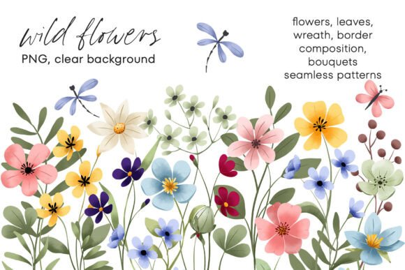 Download Wild Flowers, Butterflies and Dragonfly. - Flow Collection
