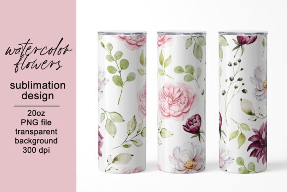 Download Tumbler Wrap, Digital Flower Design, PNG - Flow Collection