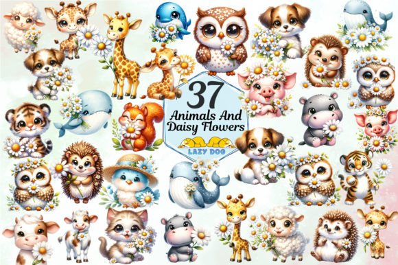 Download Cute Animals &amp; Daisy Flowers - Flow Collection