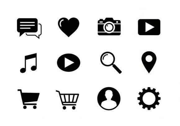 Download Black Symbols Flat Simple Shapes - Simple Collection