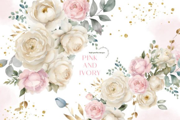 Download Pink Ivory Flowers Bouquets Clipart - Flow Collection