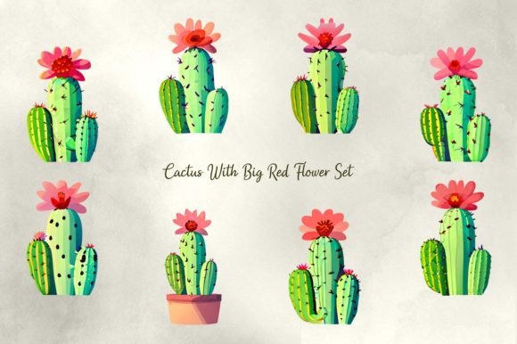 Download Cactus with Big Red Flower Set - Flow Collection