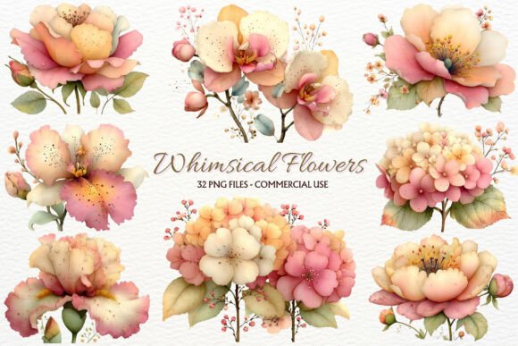Download Whimsical Flowers PNG Floral Clipart - Flow Collection