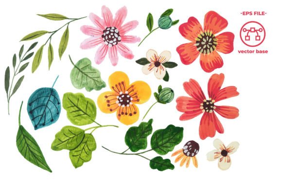 Download Watercolor Flower Elements - Flow Collection
