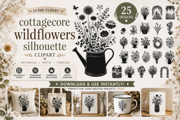 Download Cottagecore Wildflowers Silhouette - Flow Collection