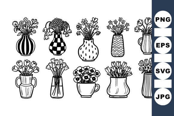 Download Vintage Flower Vase Clipart Set - Flow Collection