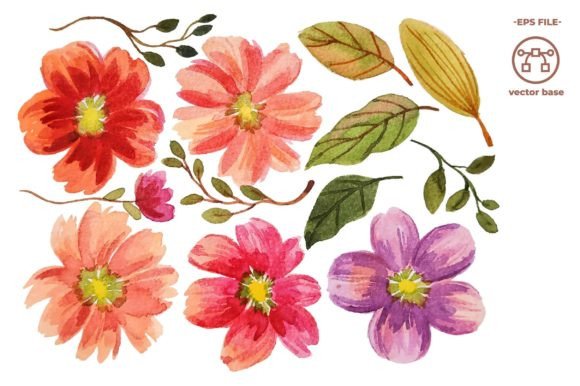 Download Watercolor Flower Elements Clip Art - Flow Collection