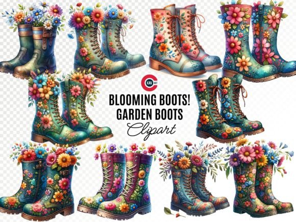 Download Flower Design Gardening Boots - Flow Collection