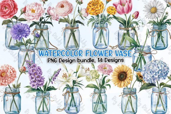 Download Watercolor Flower Vase Clipart PNG - Flow Collection