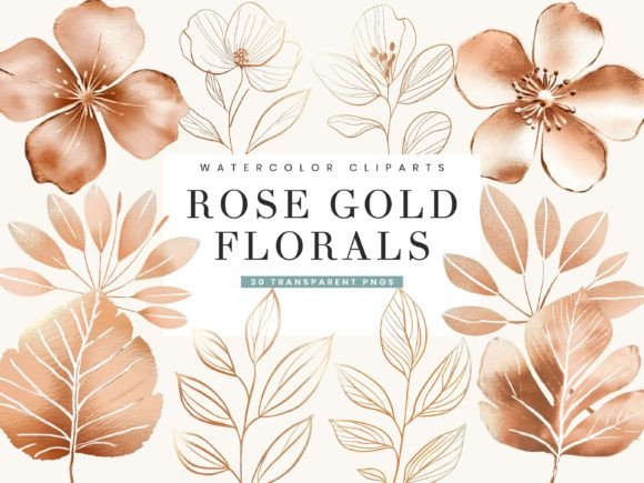 Download Rose Gold Foil Textured Flower Leaves - Flow Collection
