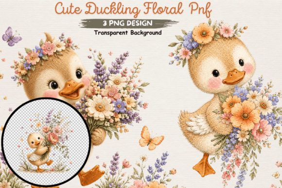 Download Adorable Duckling Flower Clipart PNG - Flow Collection