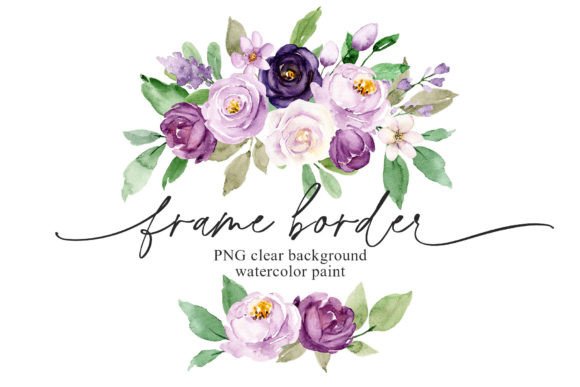 Download Frame Border, Violet Watercolor Flowers. - Flow Collection