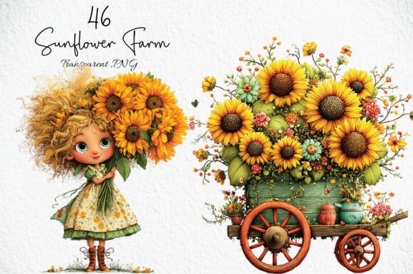 Download Cute Sunflower Farm PNG Clipart - Flow Collection
