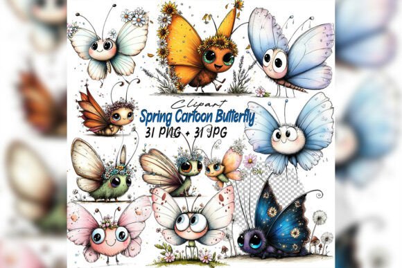 Download Whimsical Butterfly Flower Clipart Set - Flow Collection