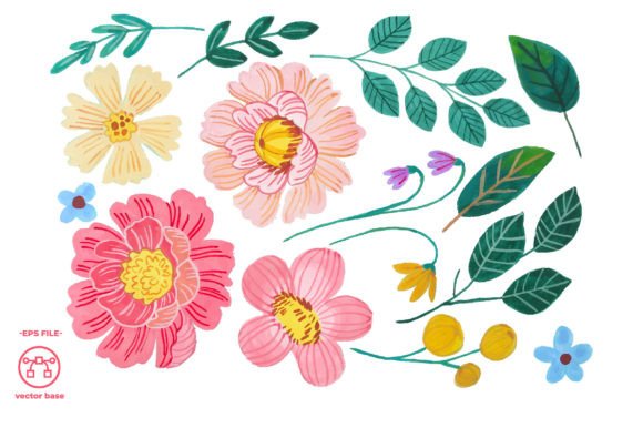 Download Watercolor Flower Elements - Flow Collection