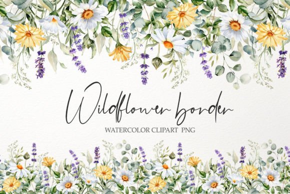 Download Watercolor Floral Border PNG. Wildflower - Flow Collection