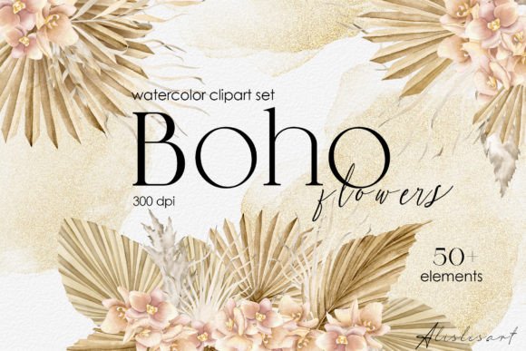Download Boho Flowers Watercolor Clipart| Floral - Flow Collection